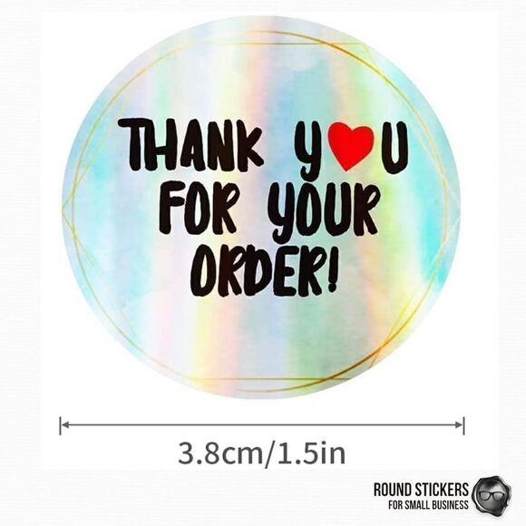 1.5” BULK ROLL 400 THANK YOU FOR SUPPORTING SMALL BUSINESS STICKERS IRIDESCENT - Picture 4 of 9